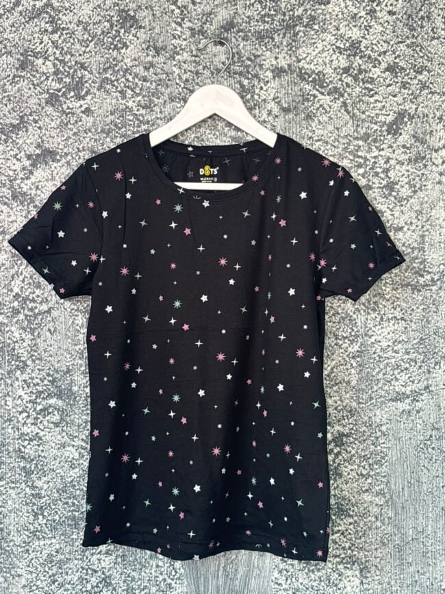 Black with pink & white star