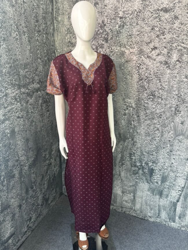 Maroon with lit grey curved neck pattern